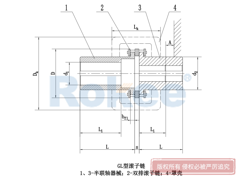 GL鏈條滾子聯(lián)軸器,GL型滾子鏈聯(lián)軸器,GL型鏈條聯(lián)軸器